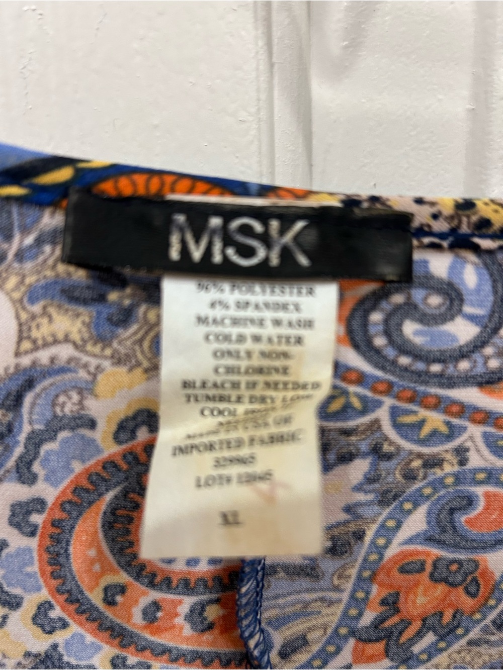 MSK Blue, Orange, Cream Paisley Blouse - Picture 4 of 4